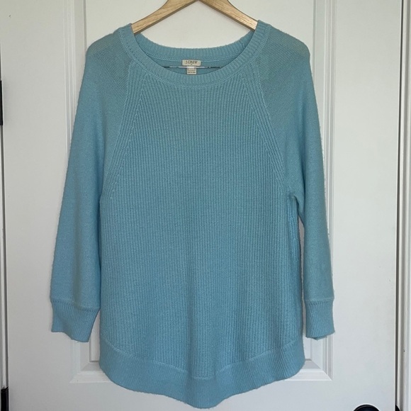 J. Crew Women’s Crewneck Cable Knit Tunic Sweater Light Blue M - Picture 1 of 6
